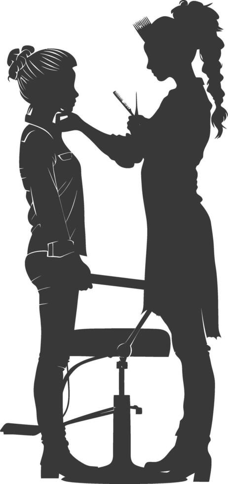 AI generated Silhouette hairdresser in action full body black color only vector