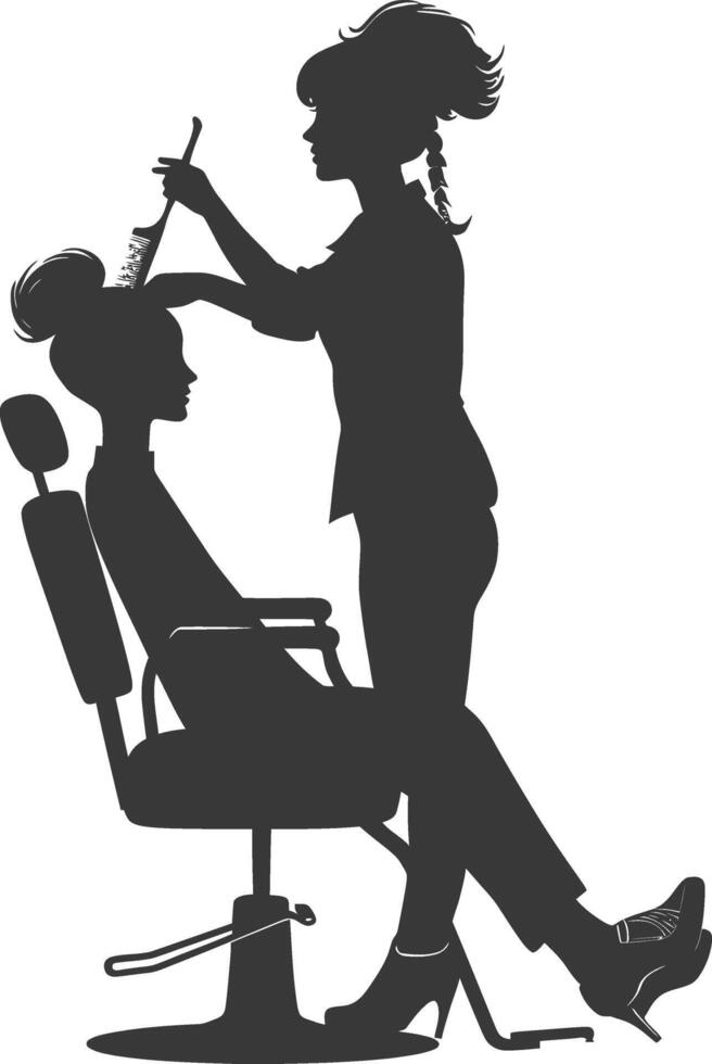 AI generated Silhouette hairdresser in action full body black color only vector