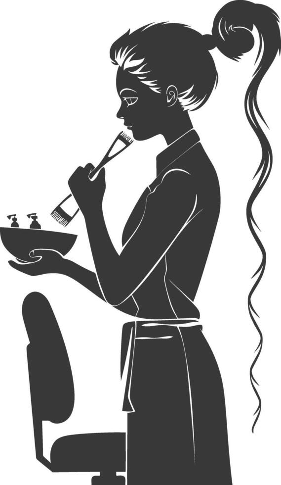 AI generated Silhouette hairdresser in action full body black color only vector