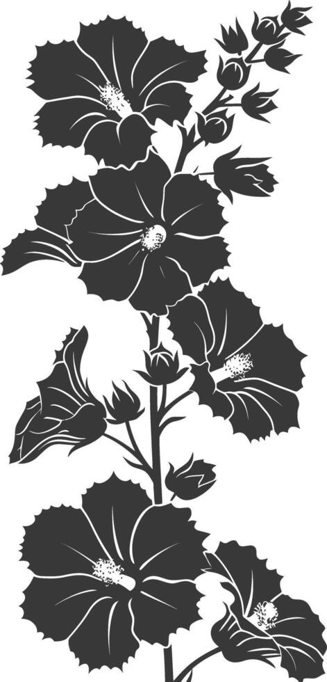 ai generado silueta malvarrosas flor negro color solamente vector