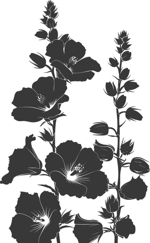 AI generated Silhouette hollyhocks flower black color only vector