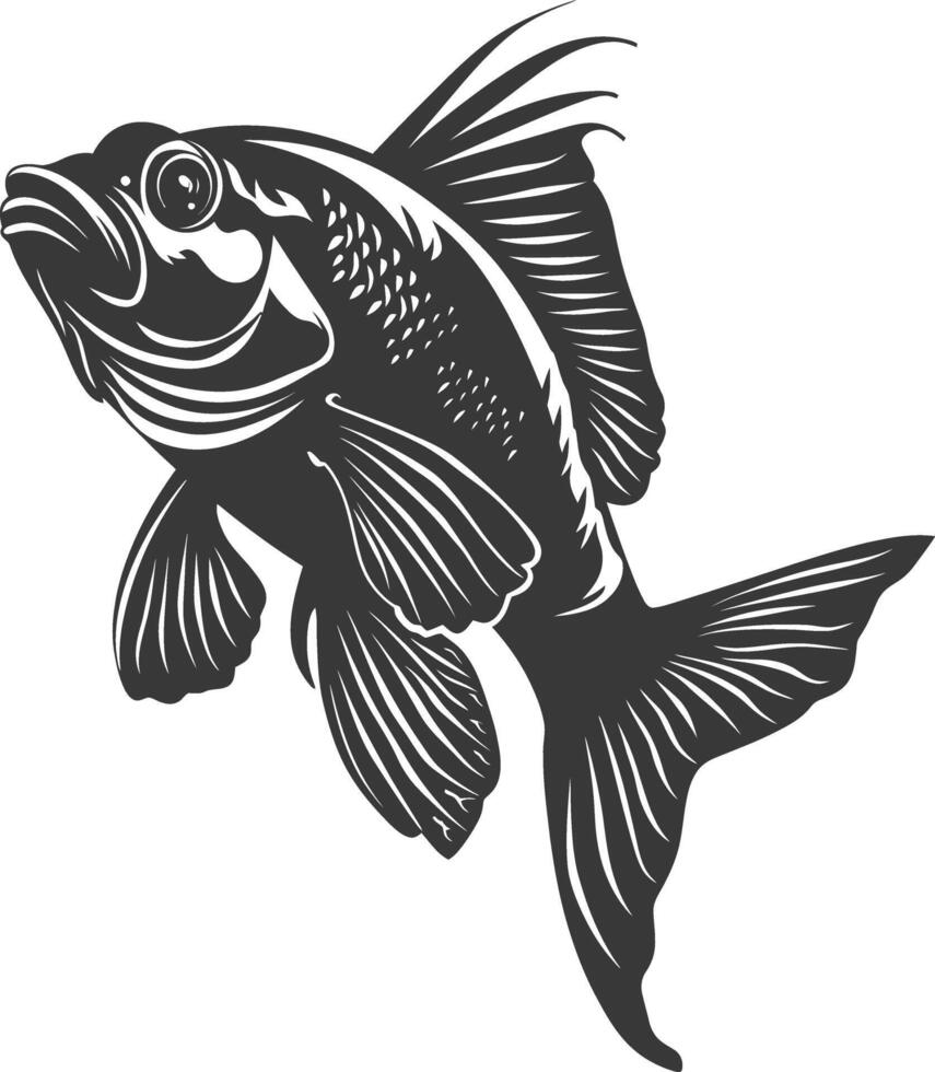 Silhouette Suckermouth Fish animal black color only vector