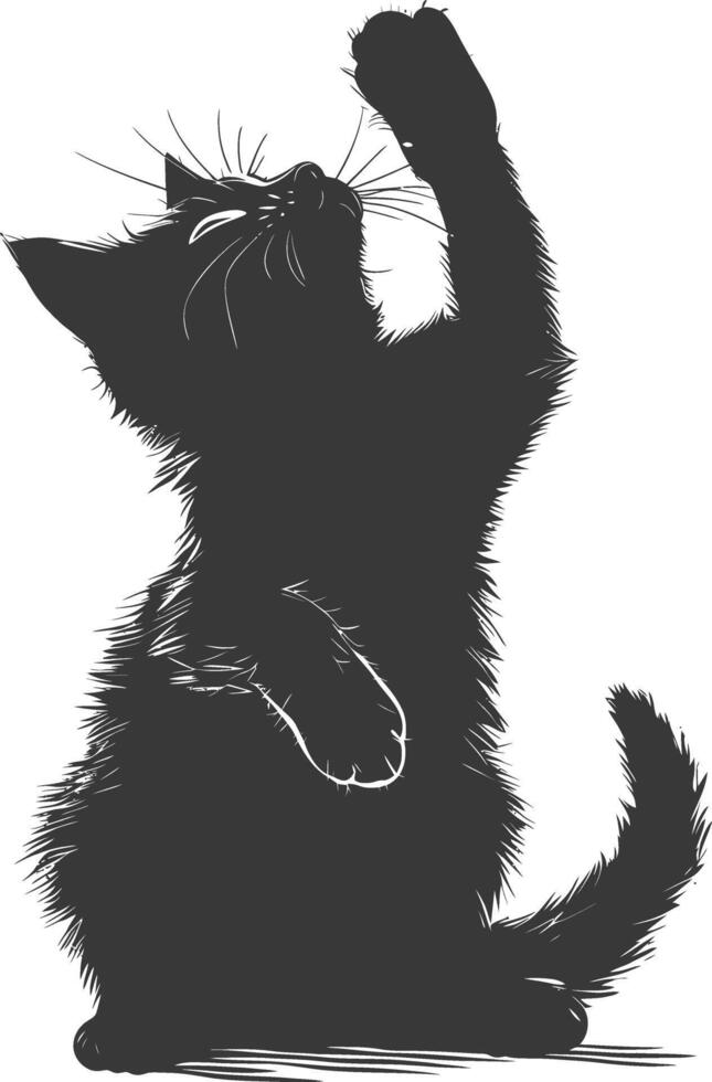 silueta gatito animal jugando lana rodar negro color solamente vector