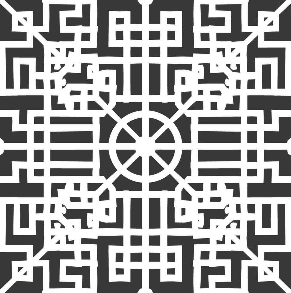 Silhouette of classical Chinese window lattice pattern black color only vector