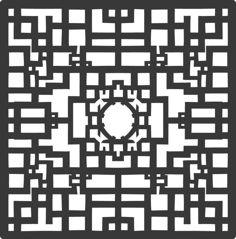 Silhouette of classical Chinese window lattice pattern black color only vector