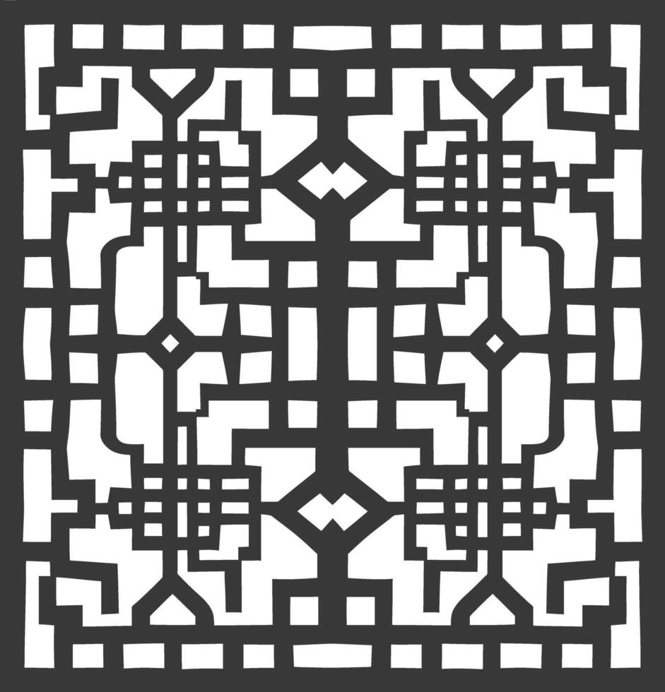 Silhouette of classical Chinese window lattice pattern black color only vector
