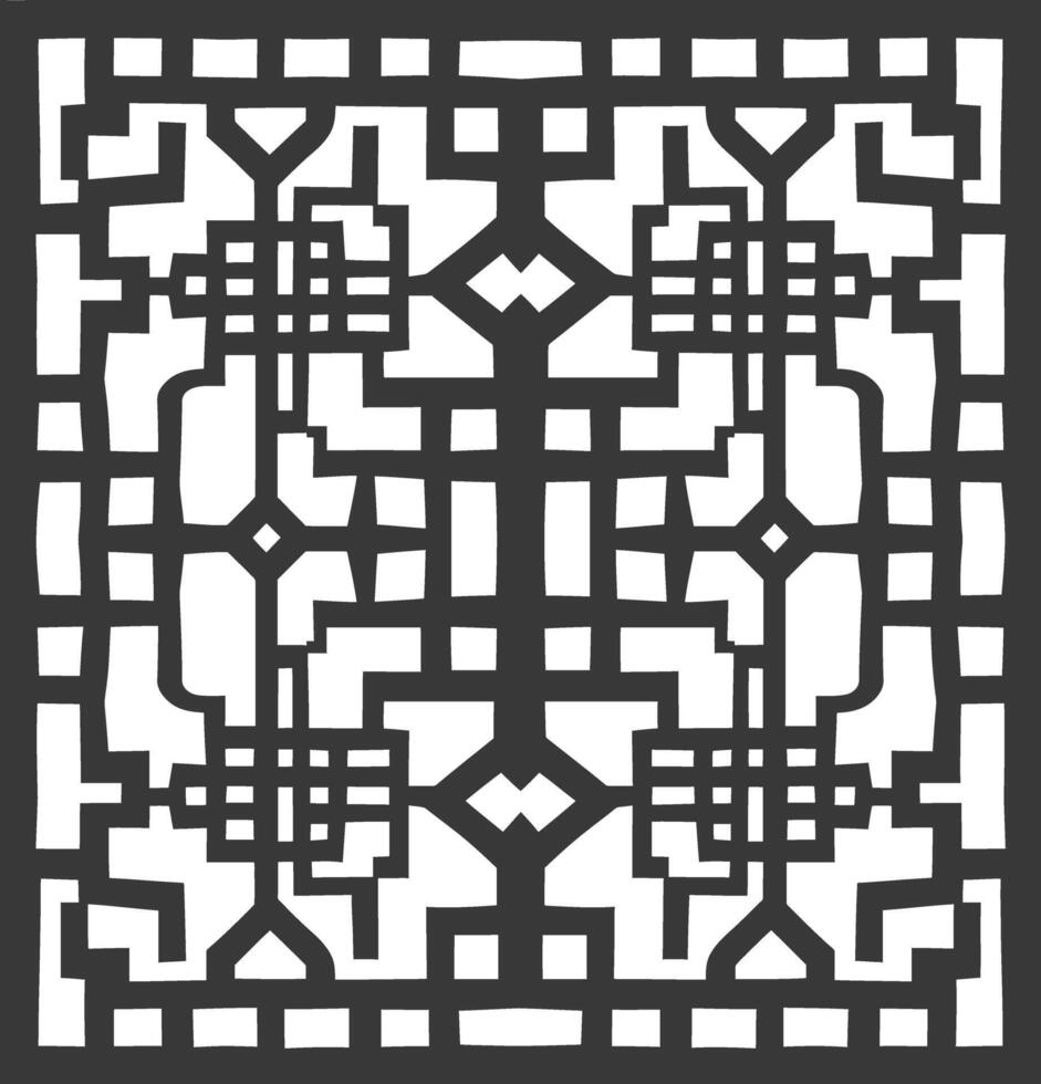 Silhouette of classical Chinese window lattice pattern black color only vector