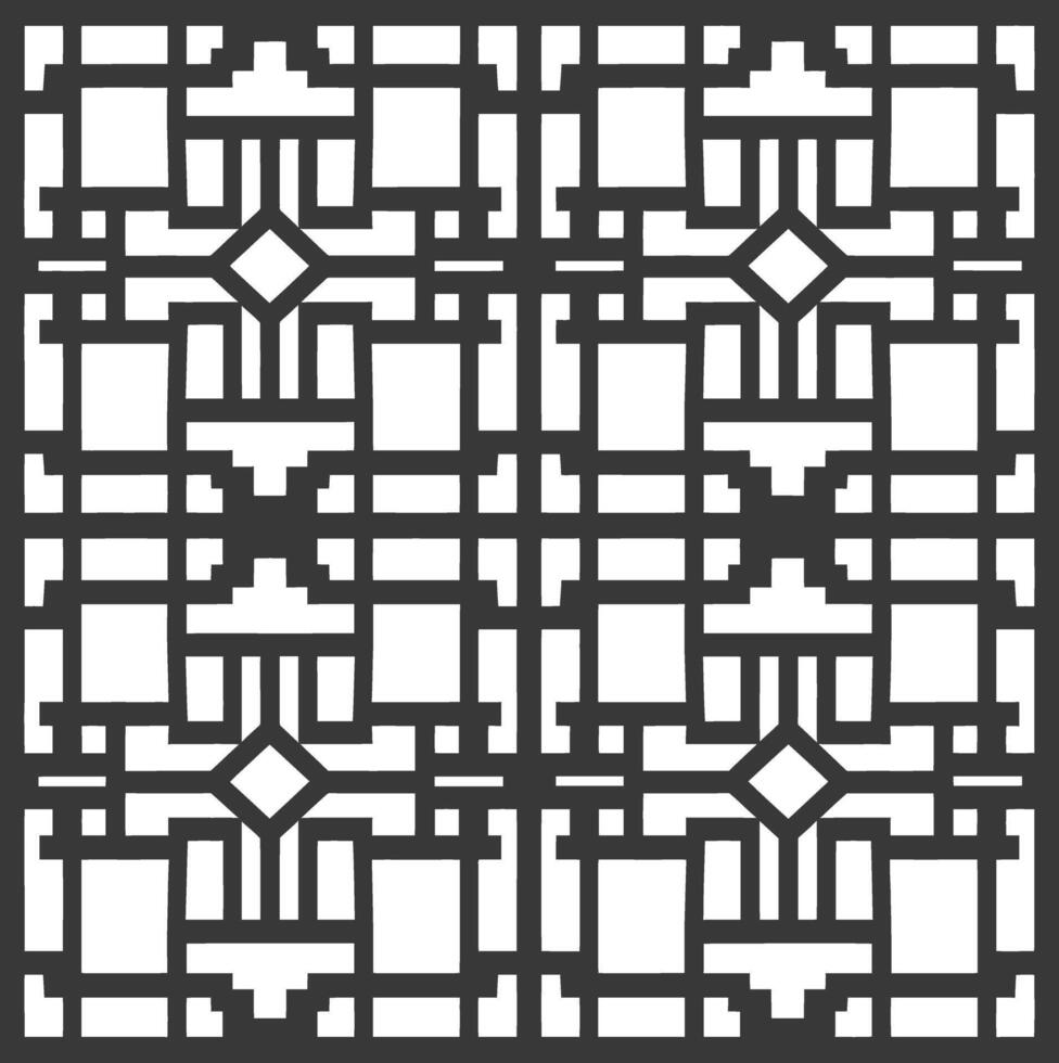 Silhouette of classical Chinese window lattice pattern black color only vector