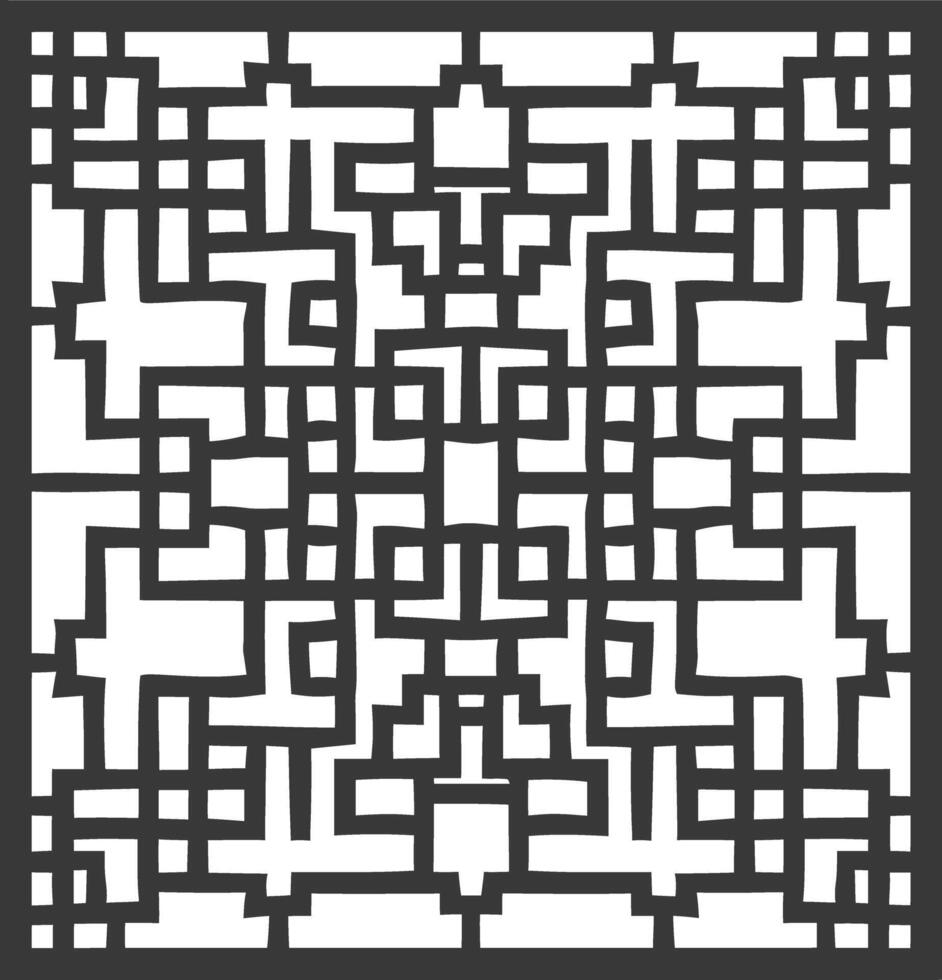 Silhouette of classical Chinese window lattice pattern black color only vector