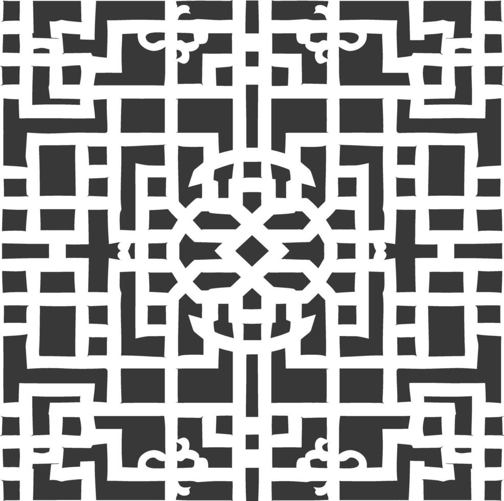 Silhouette of classical Chinese window lattice pattern black color only vector