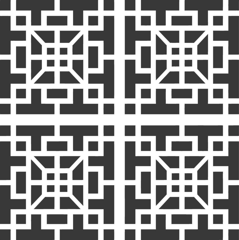 Silhouette of classical Chinese window lattice pattern black color only vector