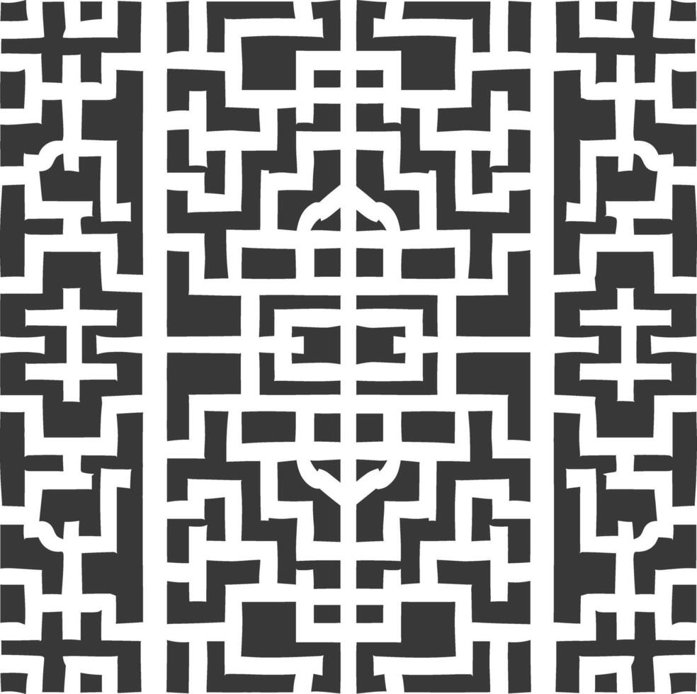 Silhouette of classical Chinese window lattice pattern black color only vector