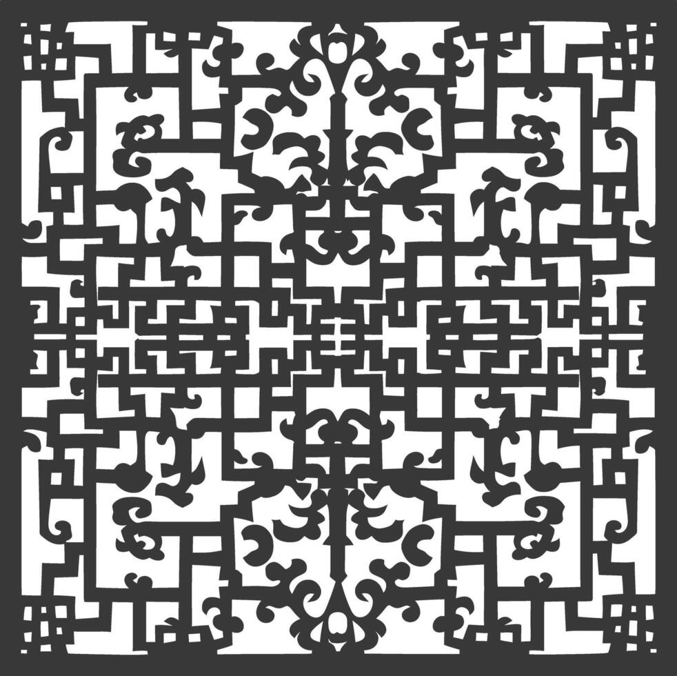 Silhouette of classical Chinese window lattice pattern black color only vector