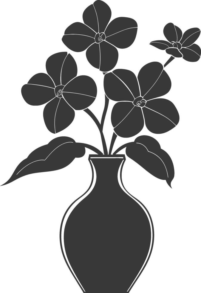 silueta bígaro flor en el florero negro color solamente vector