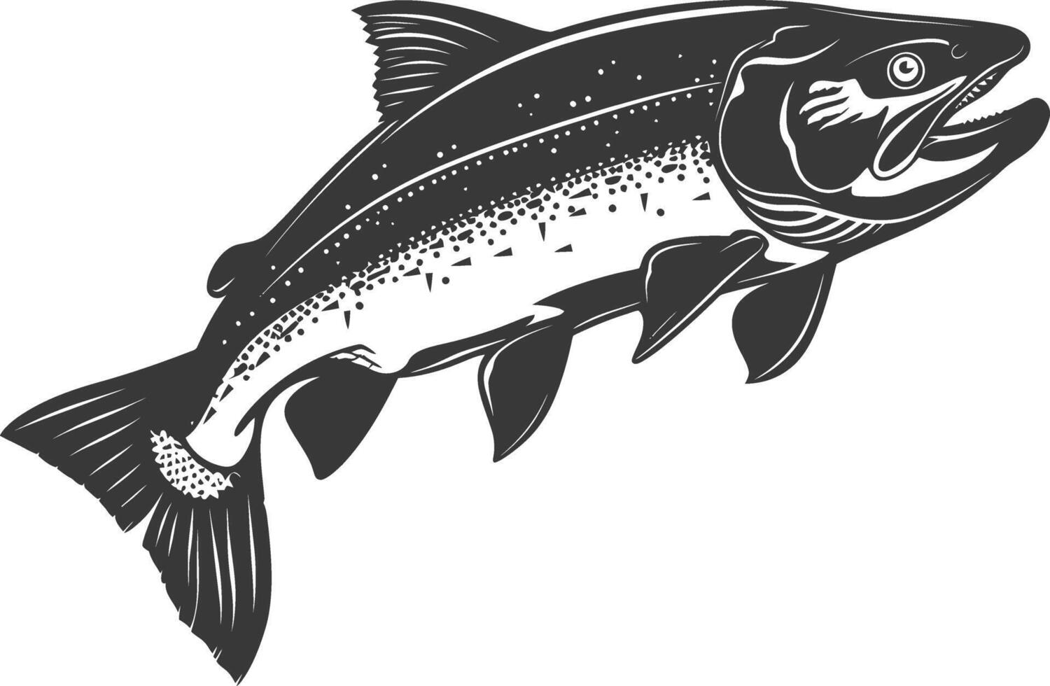 silueta salmón pescado animal negro color solamente lleno cuerpo vector