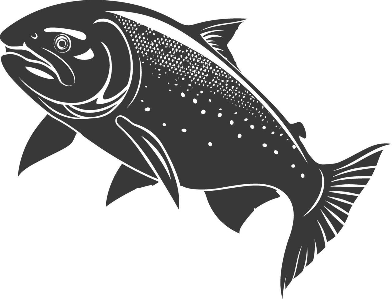 Silhouette salmon fish animal black color only full body vector