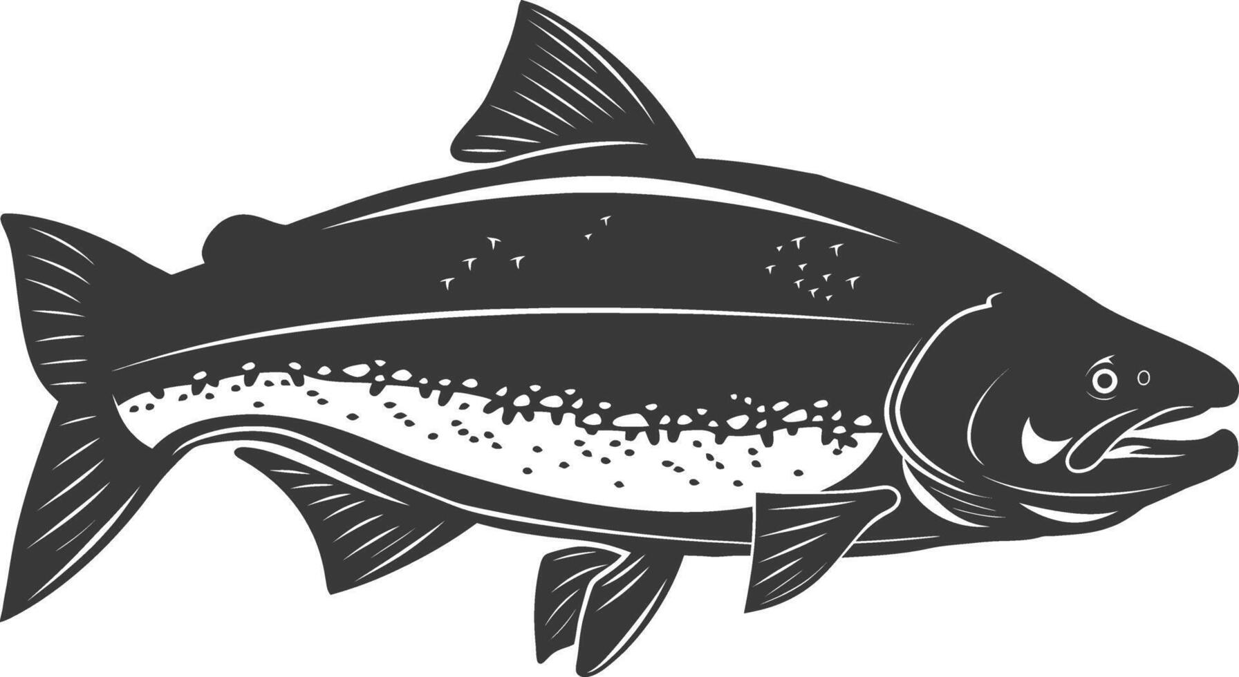 silueta salmón pescado animal negro color solamente lleno cuerpo vector