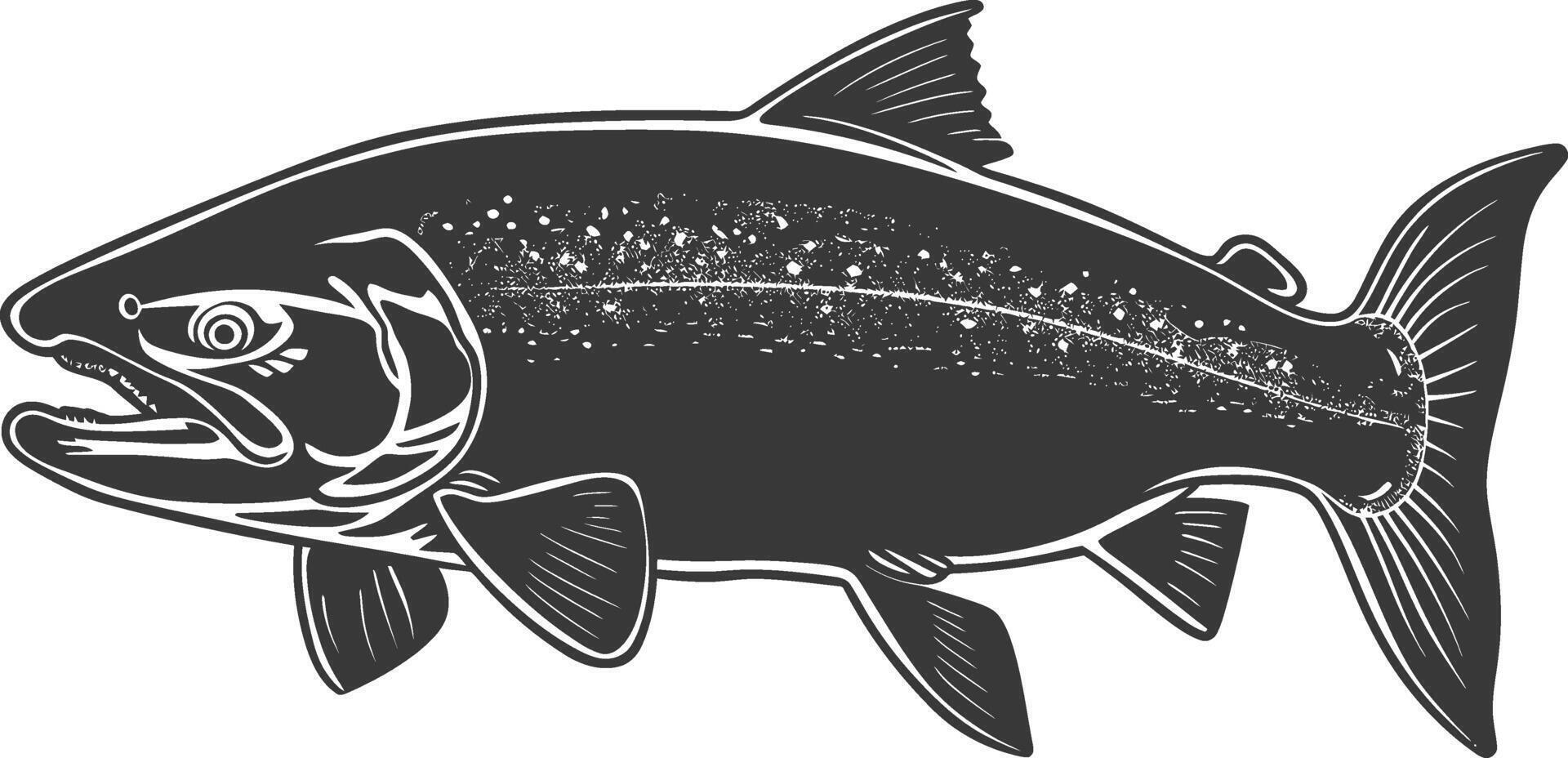 Silhouette salmon fish animal black color only full body vector