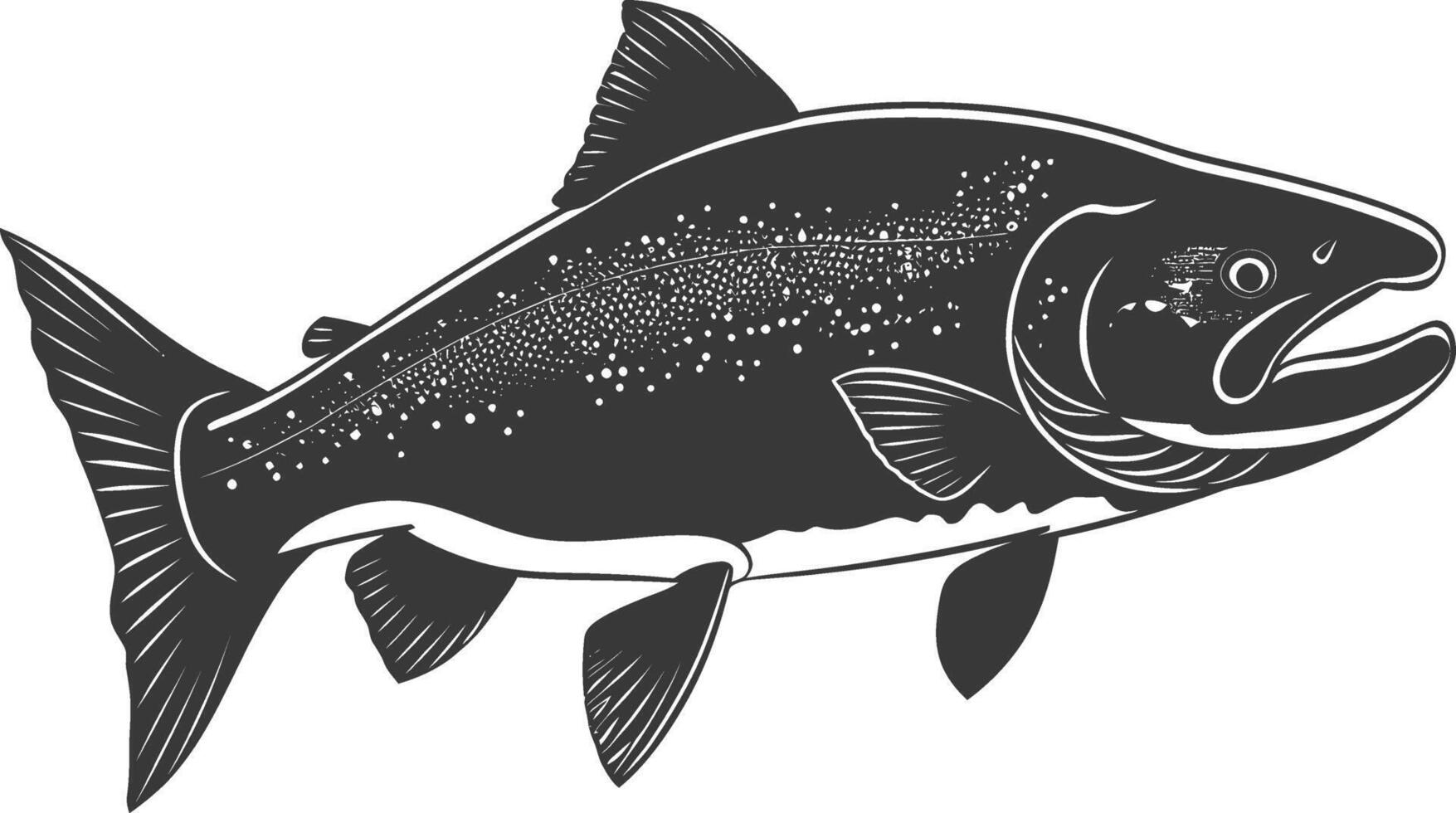 Silhouette salmon fish animal black color only full body vector