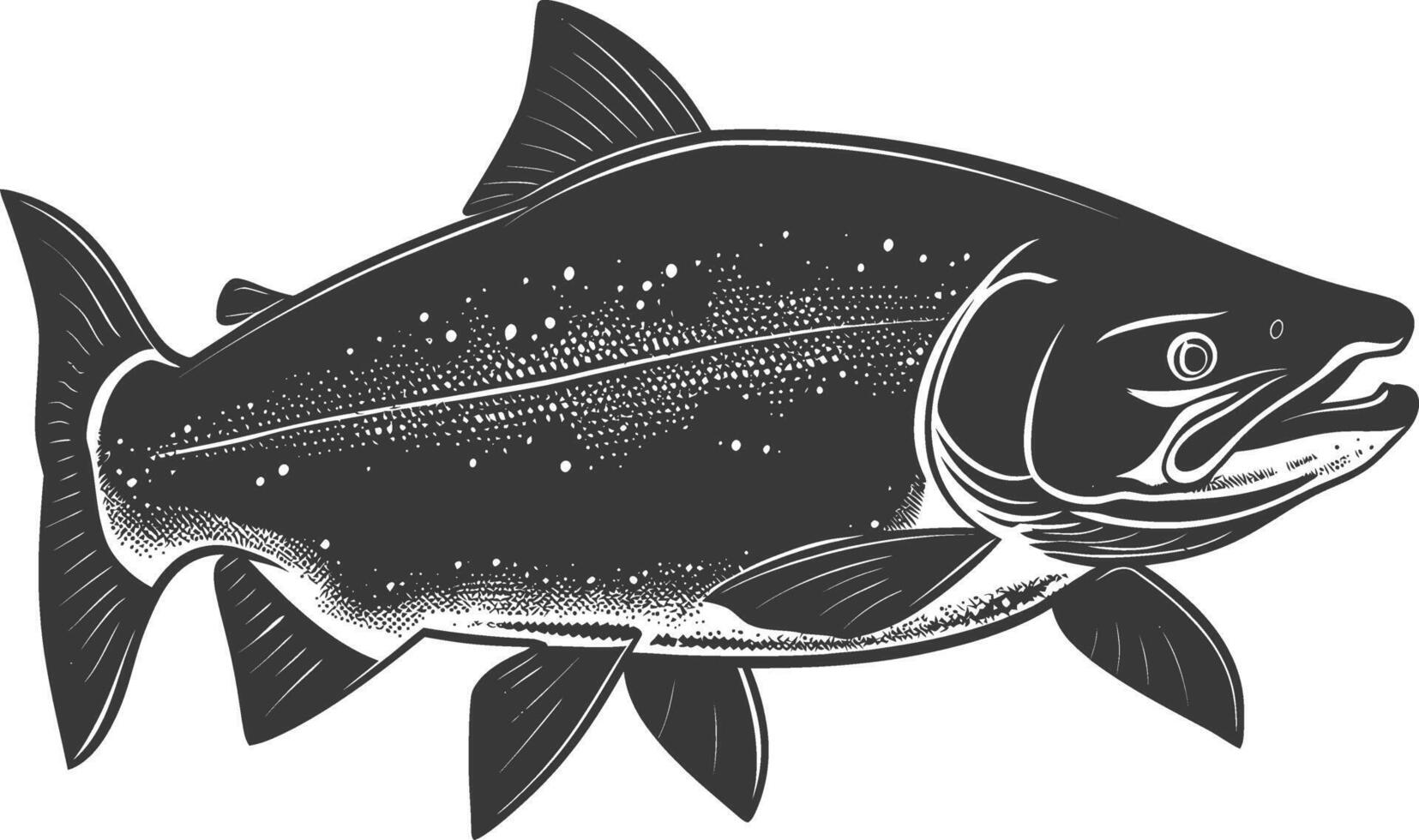 Silhouette salmon fish animal black color only full body vector