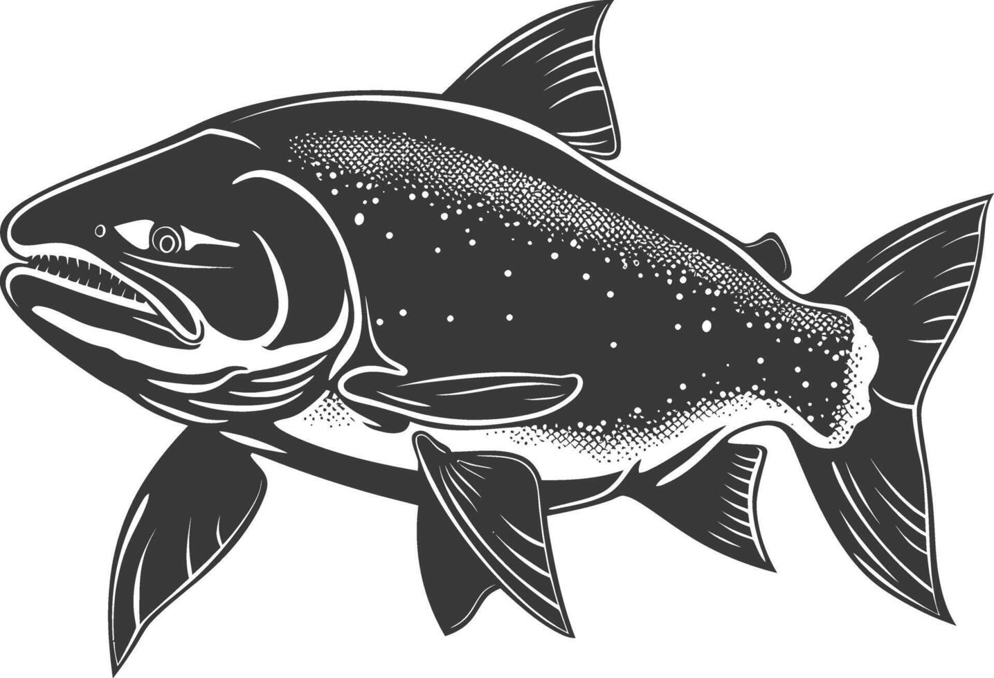 Silhouette salmon fish animal black color only full body vector