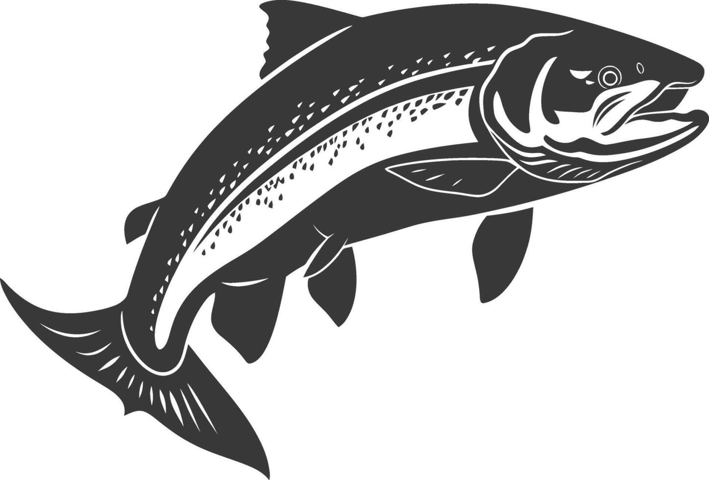 Silhouette salmon fish animal black color only full body vector