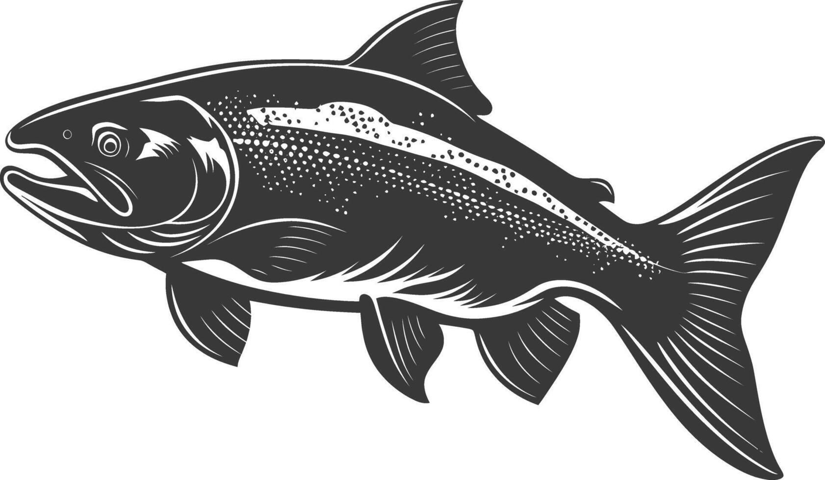 Silhouette salmon fish animal black color only full body vector