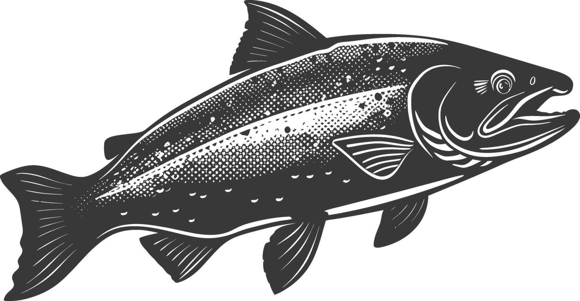 Silhouette salmon fish animal black color only full body vector