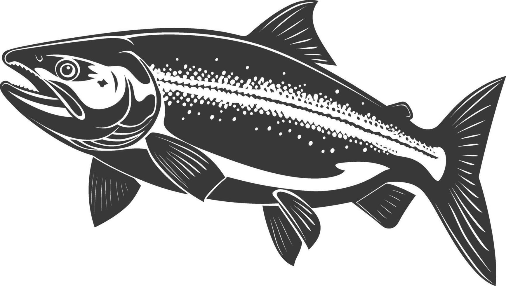 Silhouette salmon fish animal black color only full body vector