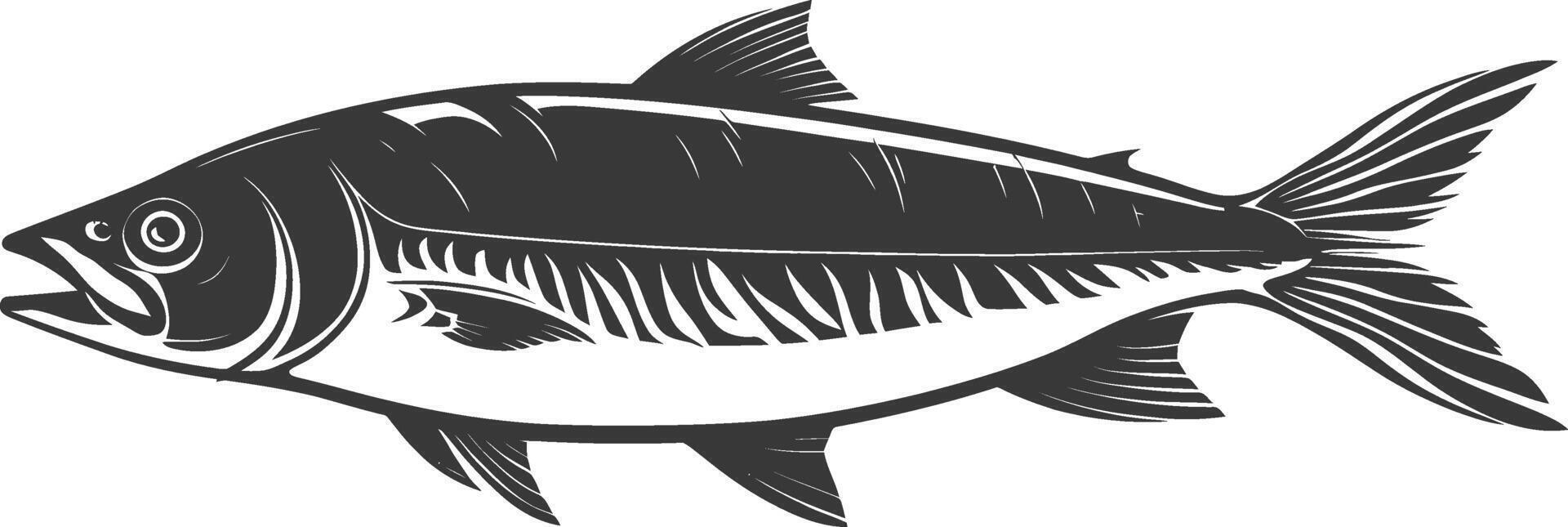 Silhouette sardine fish animal black color only full body vector