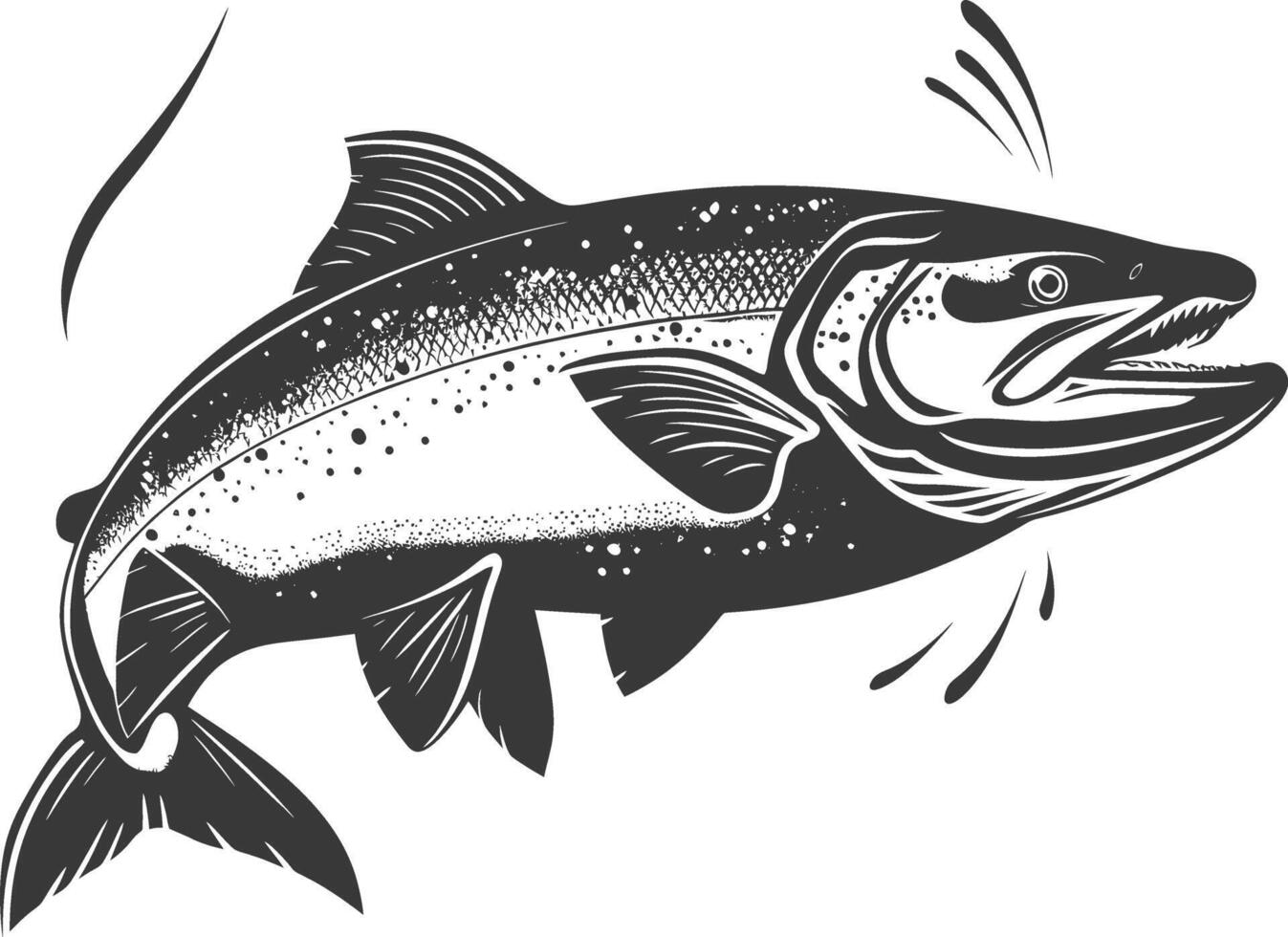 Silhouette salmon fish animal black color only full body vector