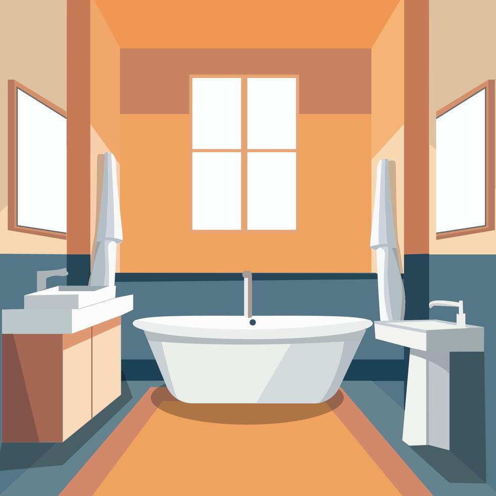 baño interior diseño plano ilustración vector