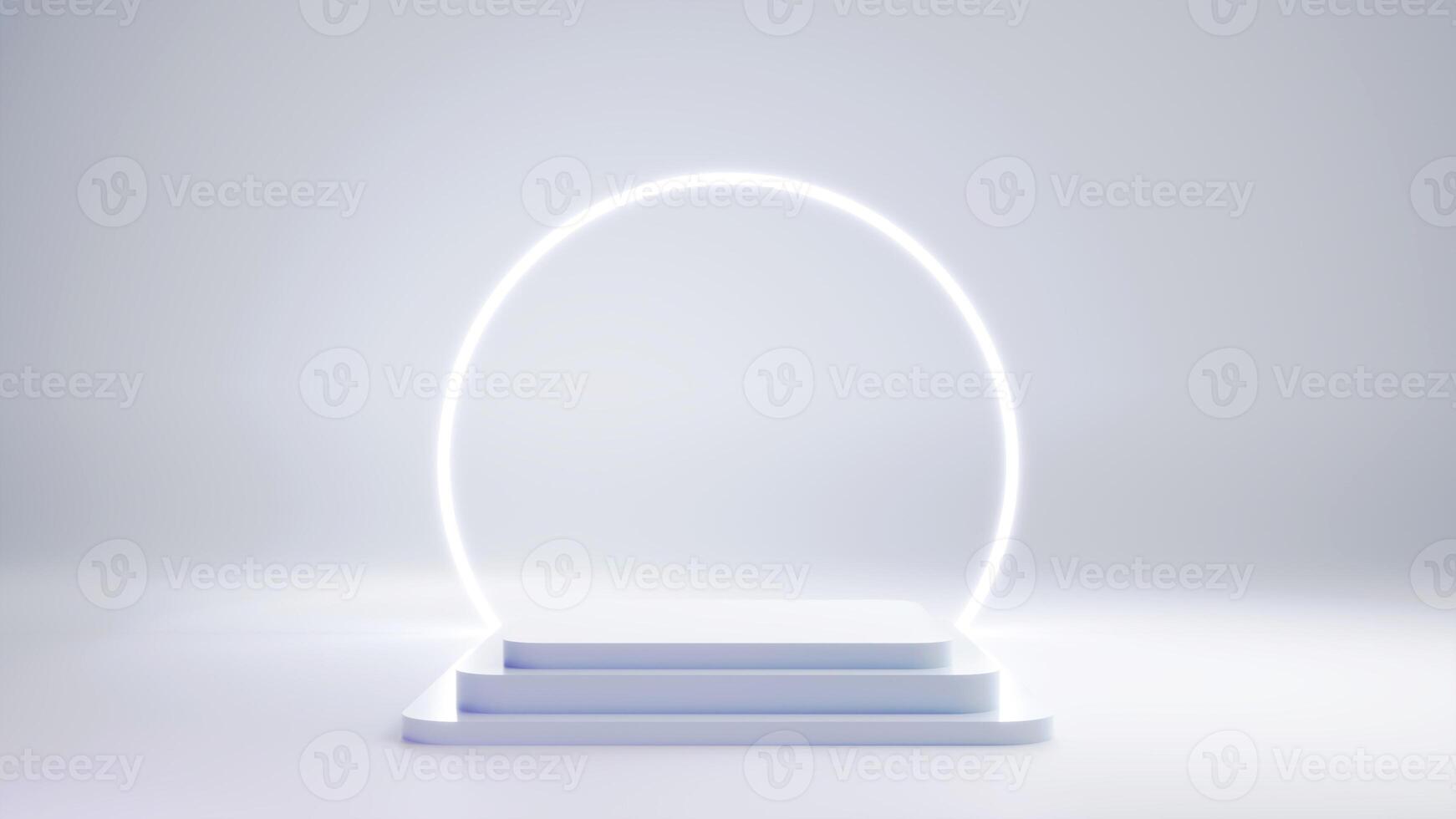 White podium on white natural background for product display and enough empty space for text and content. 3d illustration render photo