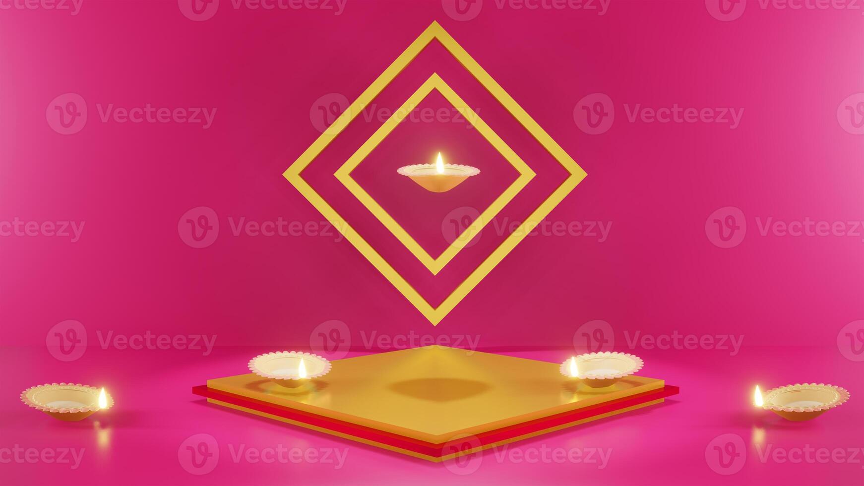 Indian festival Happy Diwali with Diwali props, holiday Background with product podium, Diwali celebration, 3D illustration rendered. photo