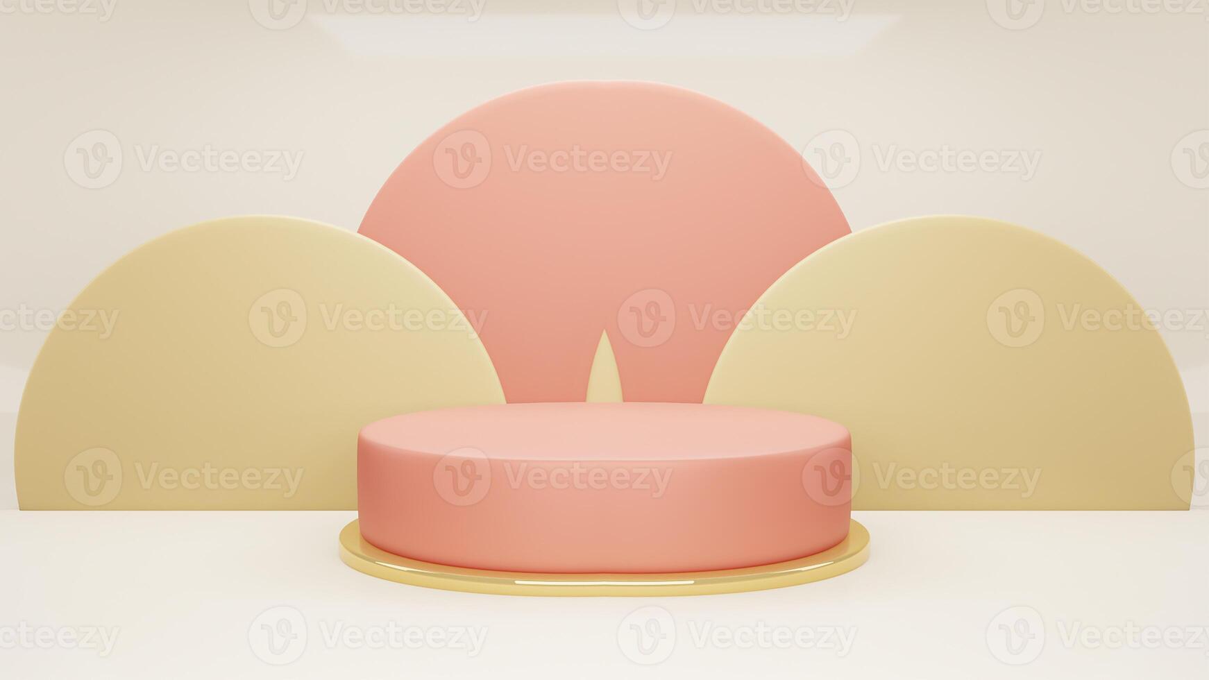 3D Product decorate presentation, text space and podium with red gold style. Minimal cosmetic background for product presentation. 3d render illustration. Object isolate photo