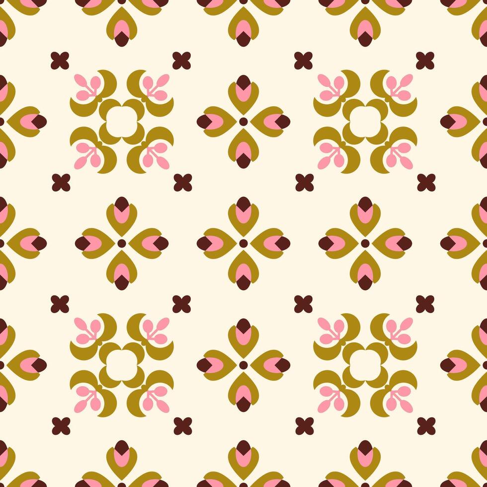 Abstract geometric seamless pattern. Modern aesthetic. Flowery tiles, blocks, mosaic. Background, digital paper, wrapping paper. vector