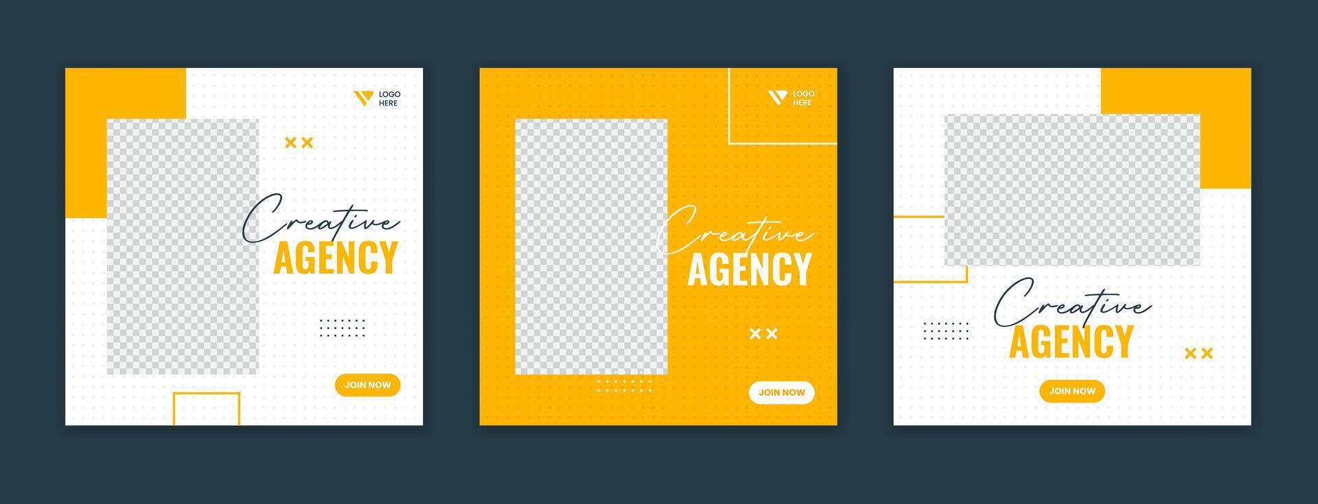 Yellow abstract corporate social media post design, geometric shape editable business square template vector