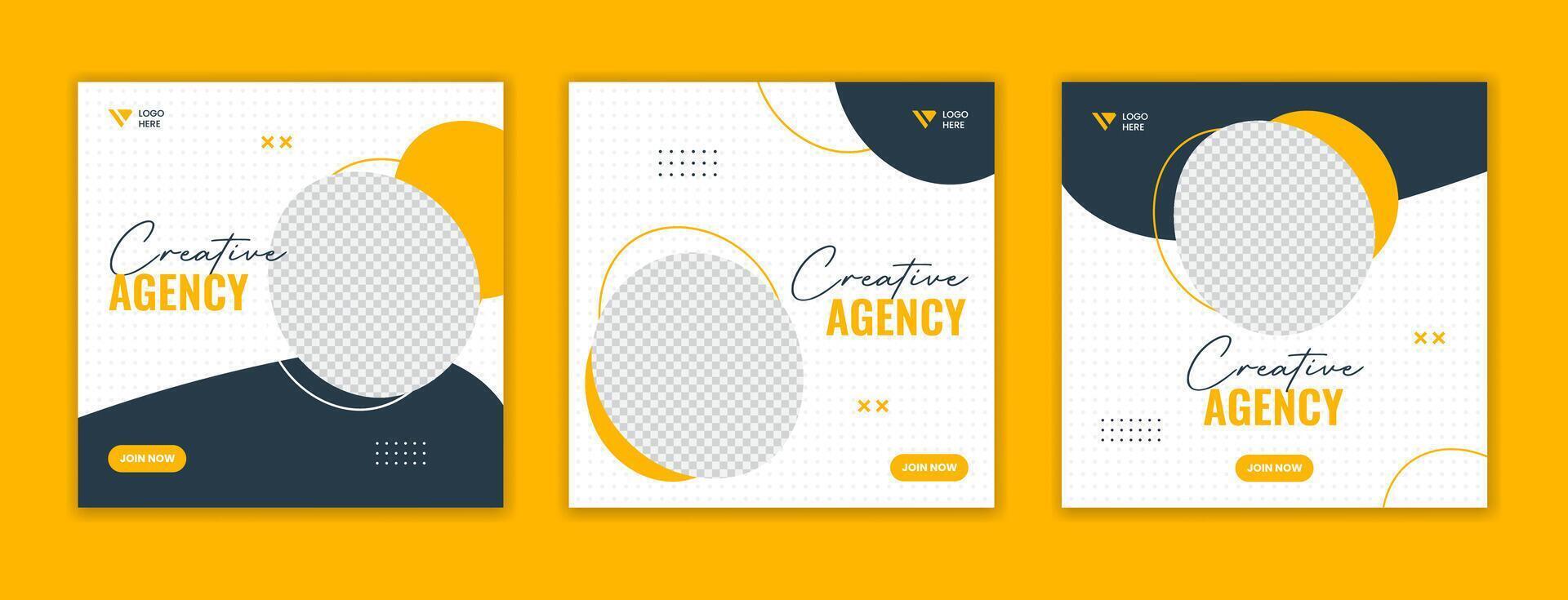 Creative yellow corporate social media post design, modern business square digital agency template for company promotion vector