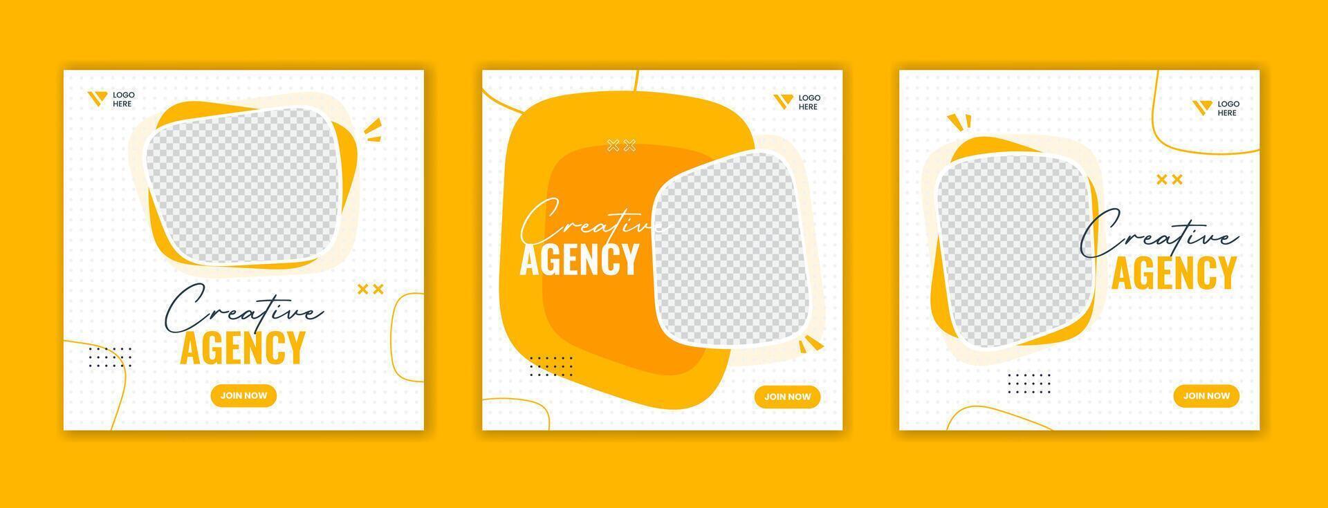 Set of editable yellow social media post template, corporate square banner design for digital advertising and business promotion vector