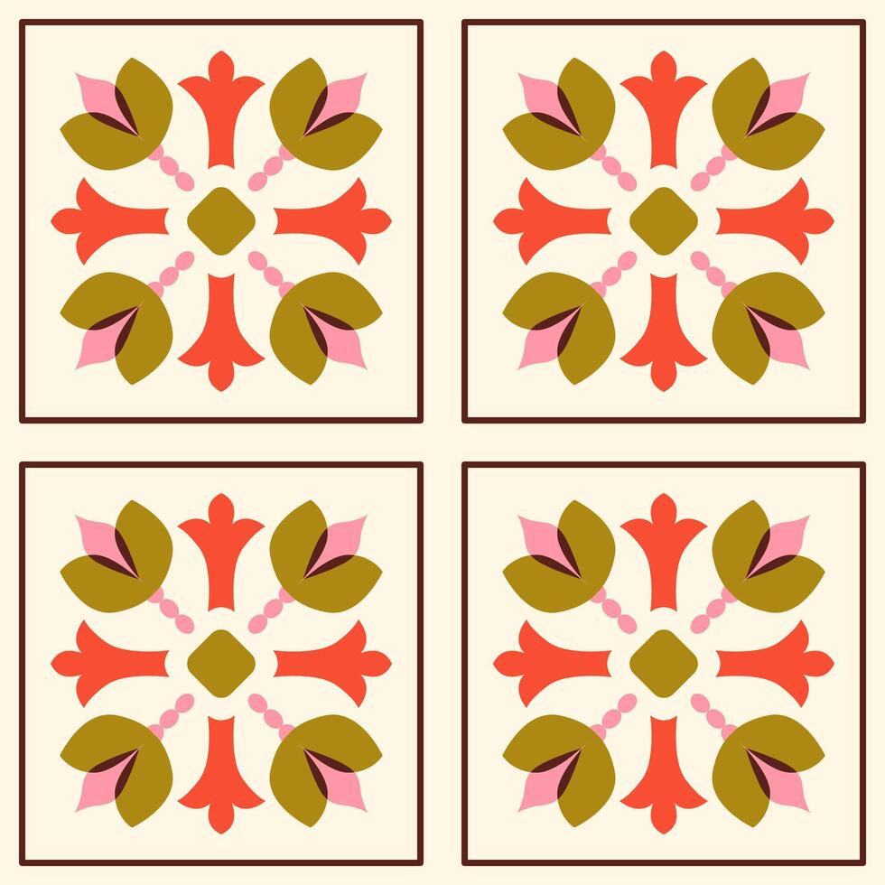 retro floral geométrico sin costura modelo. moderno resumen gente losas. labor de retazos, mosaico. fondo, digital papel, envase papel. vector