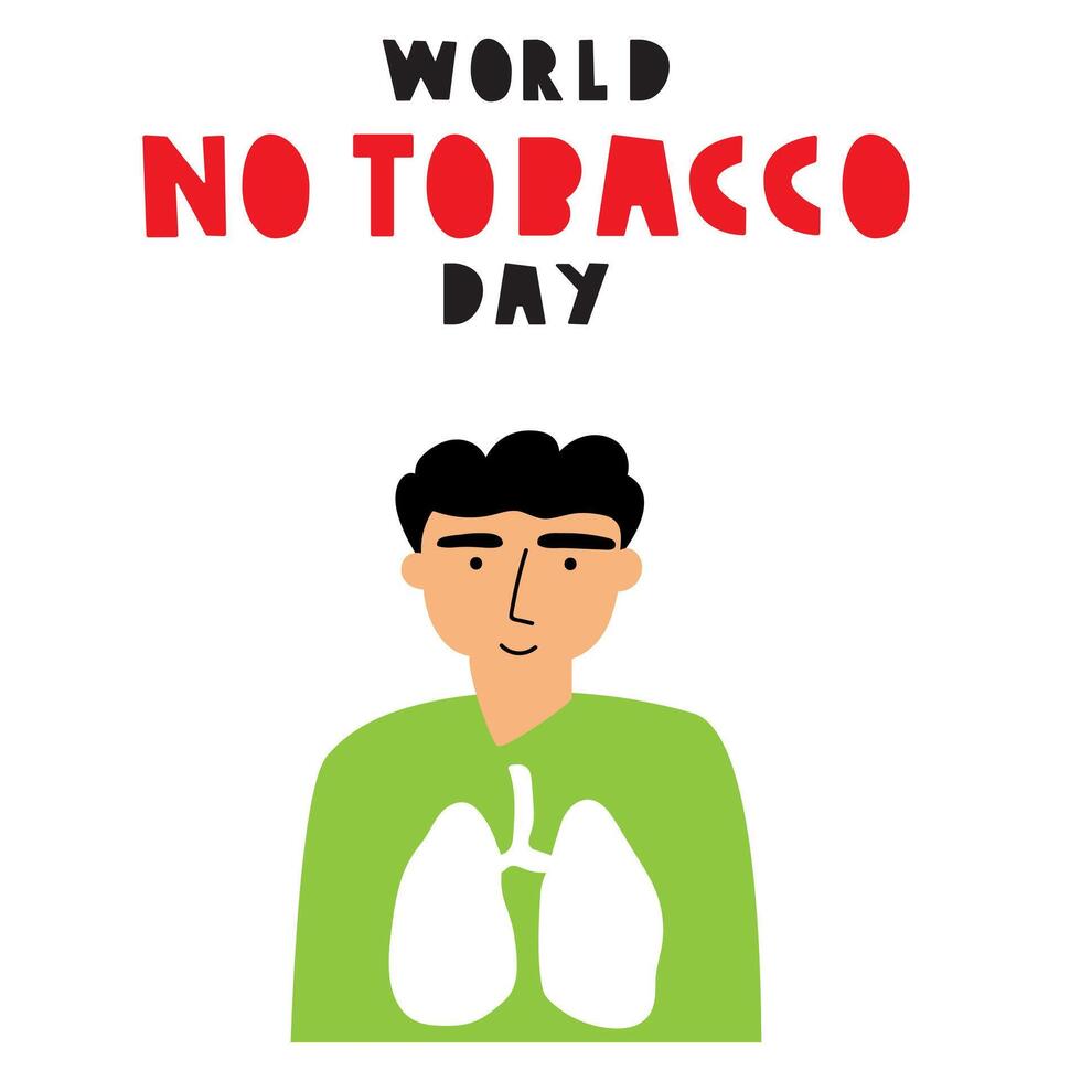 Non-smoker person. World no tobacco day. Flat illustration on white background. vector