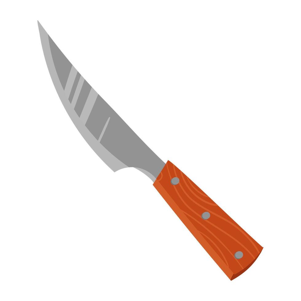 A illustration of a kitchen knife, emphasizing its versatility for precise cutting of products. Ideal for culinary projects, cooking tutorials, or kitchen utensils advertisements. Isolated vector