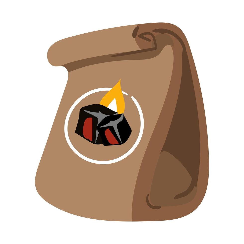 A illustration of a charcoal package for lighting on the grill can be used in the menu of a barbecue restaurant, grilling manuals or advertising of outdoor cooking equipment. A group of cubes vector