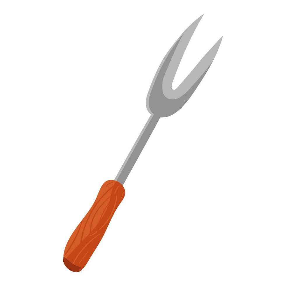 illustration of a two-pronged meat fork, ideal for serving juicy pieces of meat. Ideal for barbecues, steakhouses or cooking classes, demonstrating the precision and elegance of serving dishes vector