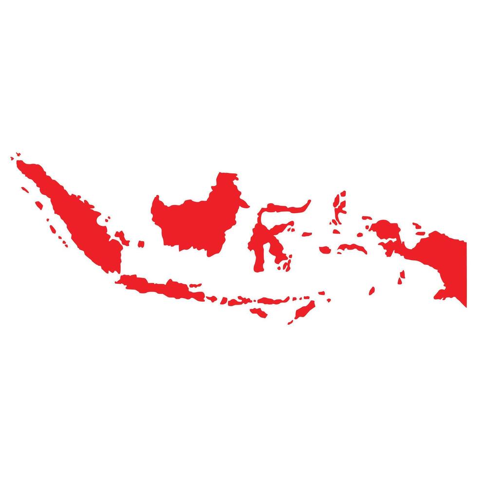 Sillhoute indonesia map red background vector