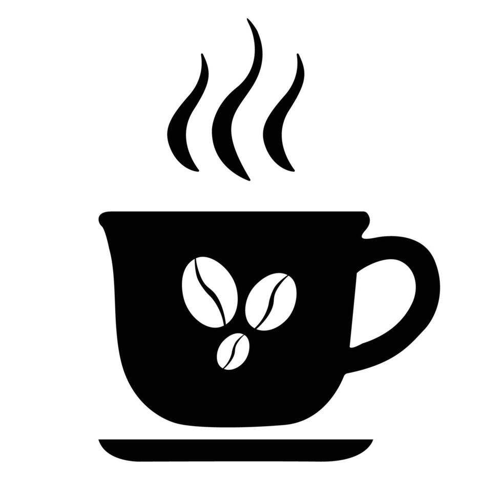 A cup coffee icon with bean silhoute vector