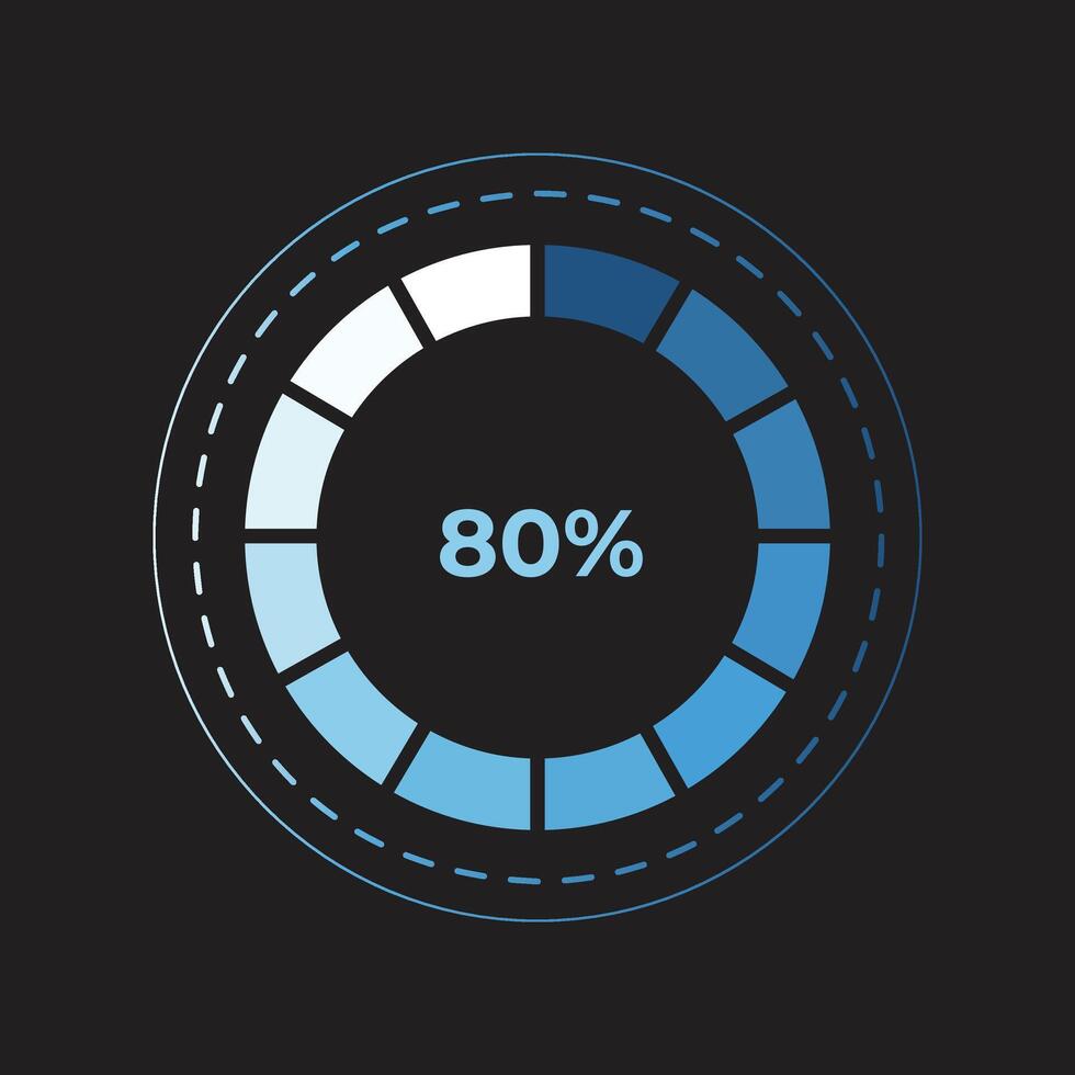 circular degradado cargando circulo icono con porcentaje indicador vector