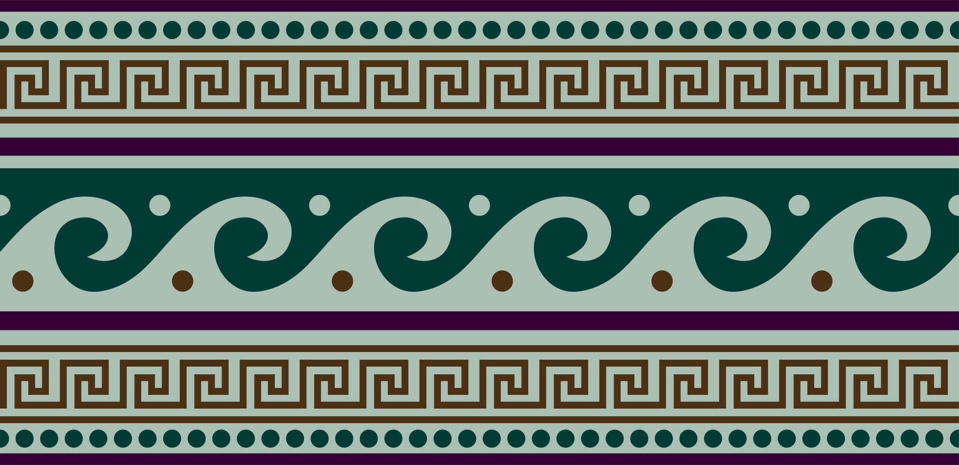 vistoso verde clásico sin costura europeo nacional ornamento. étnico modelo de el románico pueblos borde, marco de antiguo Grecia, romano imperio. vector