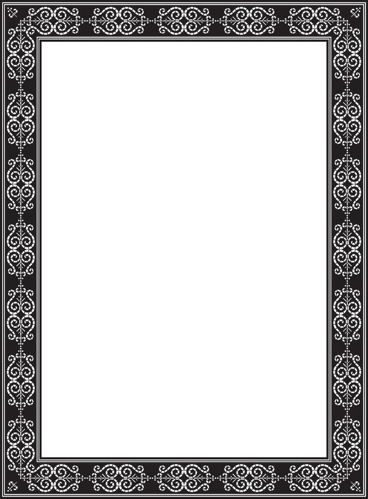 monochrome black square Yakut ornament. An endless rectangular border, a frame of the northern peoples of the Far East vector