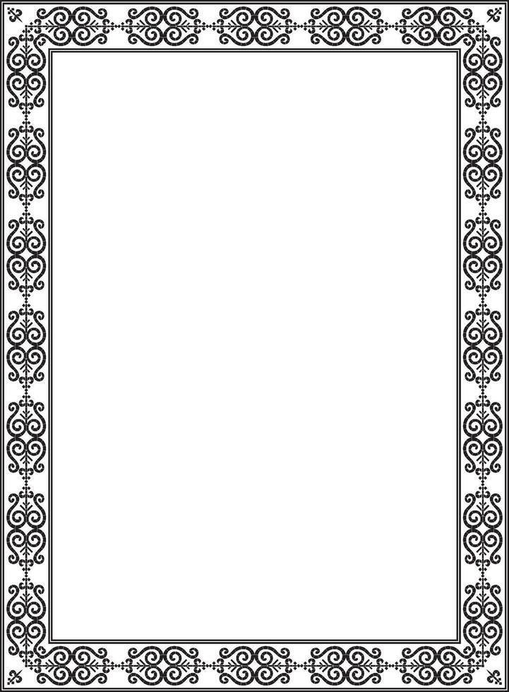 monochrome black square Yakut ornament. An endless rectangular border, a frame of the northern peoples of the Far East vector